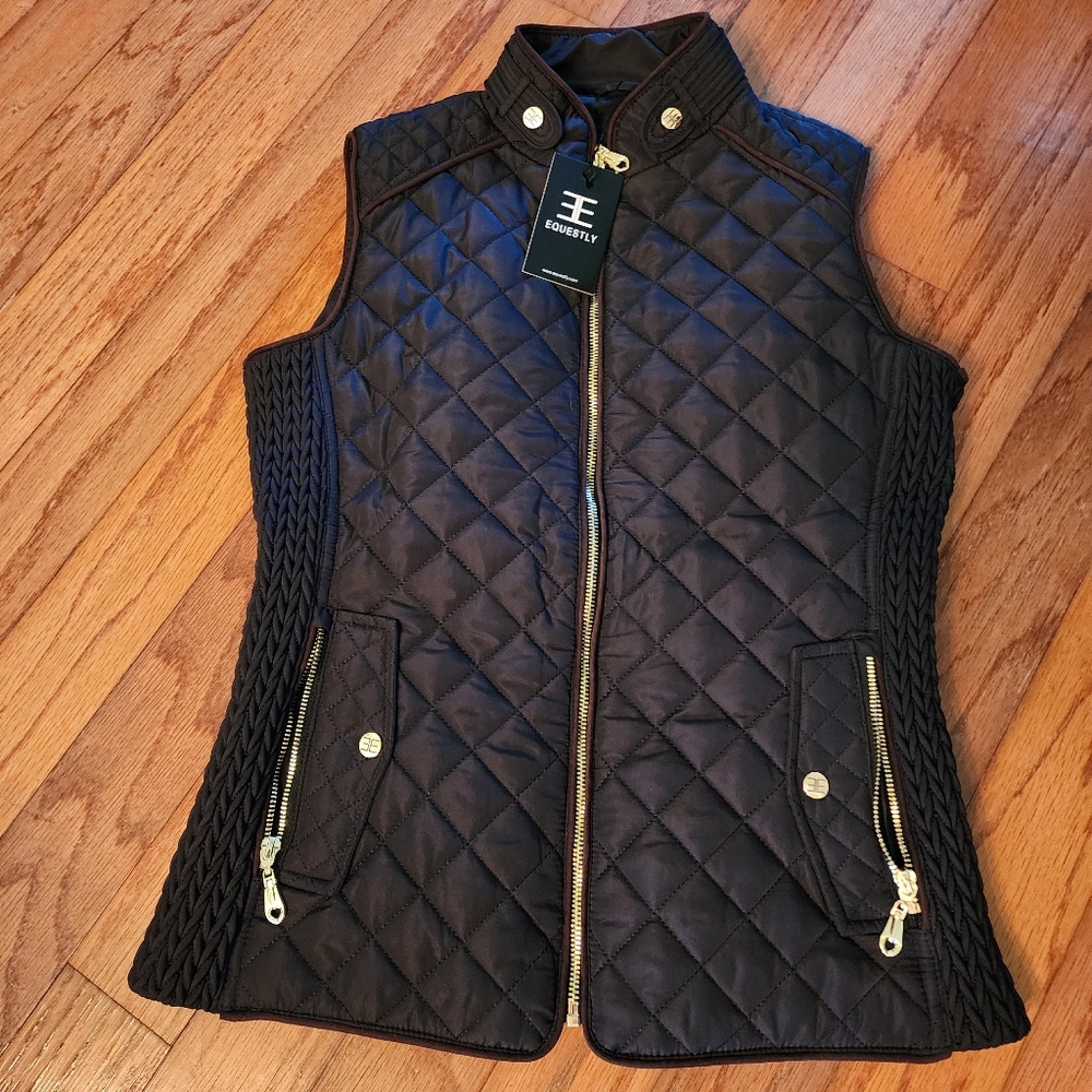 Equestly black quilted vest XS